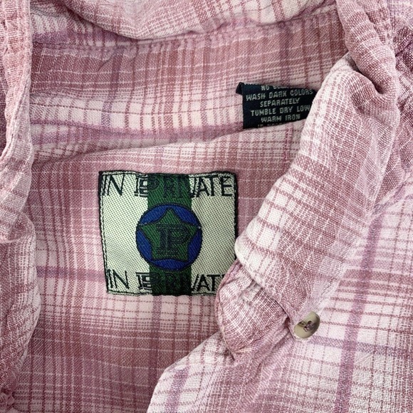 Vintage 90s In Private Purple Plaid Button Up Long Sleeve Shirt Mens Large - Picture 5 of 8
